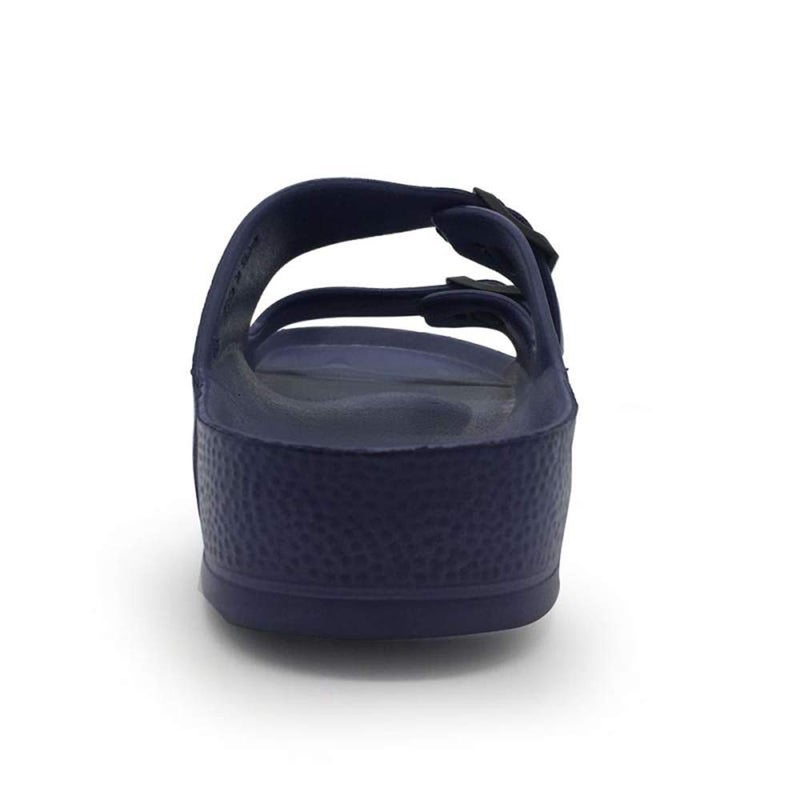 FUNKYMONKEY Men's Comfort Slides Double Buckle Adjustable EVA Flat Sandals (9 M US, Navy/SPK) - Image 4